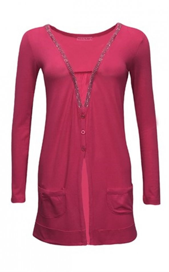 Janset Moda PB-TH5001 Bayan Pembe Hırka - 2