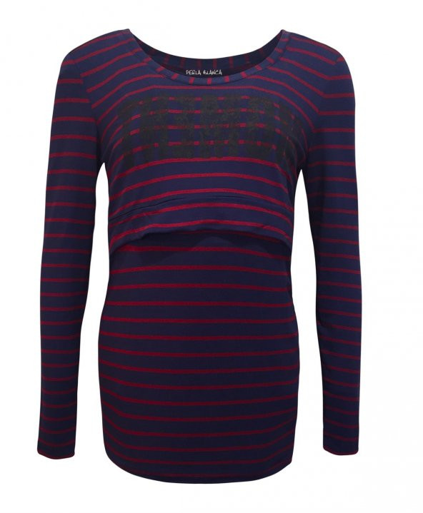 Janset Moda PB-AA7011 Viskon Lohusa Uzun Kollu Emzirme Bluz - 2