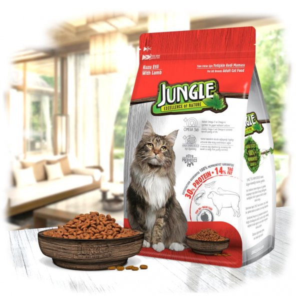 Jungle 1,5 kg-4 Adet Kuzulu Yetişkin Kedi Maması
