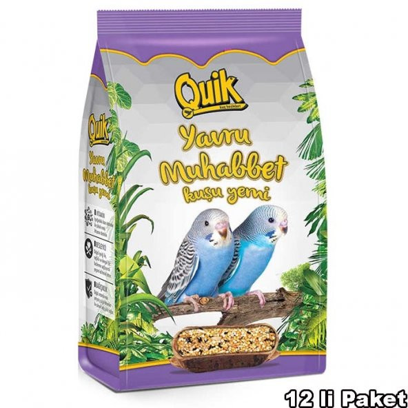 Quik Junior Yavru Muhabbet Kuşu Yemi 400gr 12'li - 4