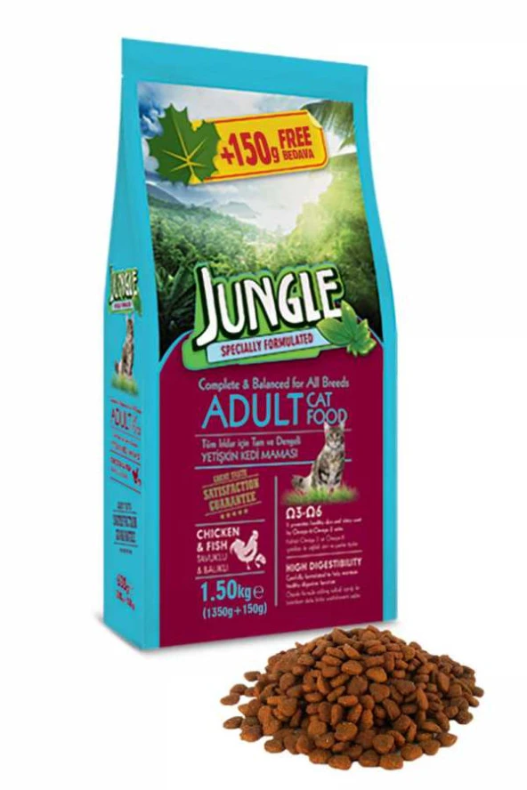 Jungle 1,5 kg-4 Adet Tavuk-Balıklı Yetişkin Kedi M
