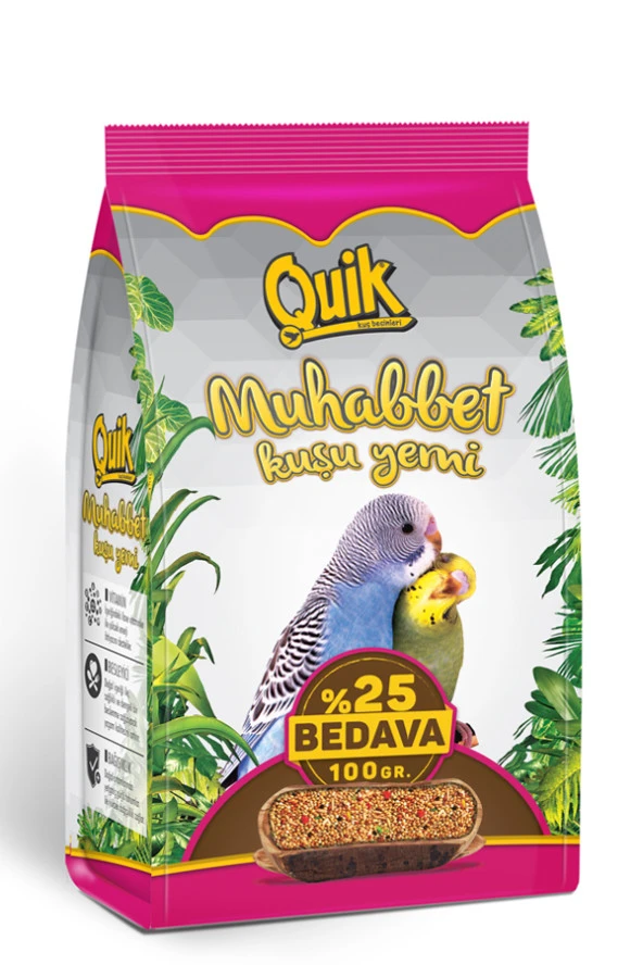 Quik Muhabbet Kuşu Yemi 400+100 gr 12'li - 2