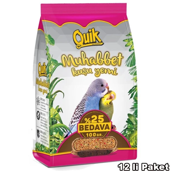 Quik Muhabbet Kuşu Yemi 400+100 gr 12'li - 6