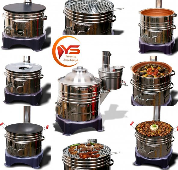 Ys YARAMIŞ 19 parca SEMAVERLI GÜVEÇ MANGAL TOPRAK TANDIR MANGAL ( çift musluklu )