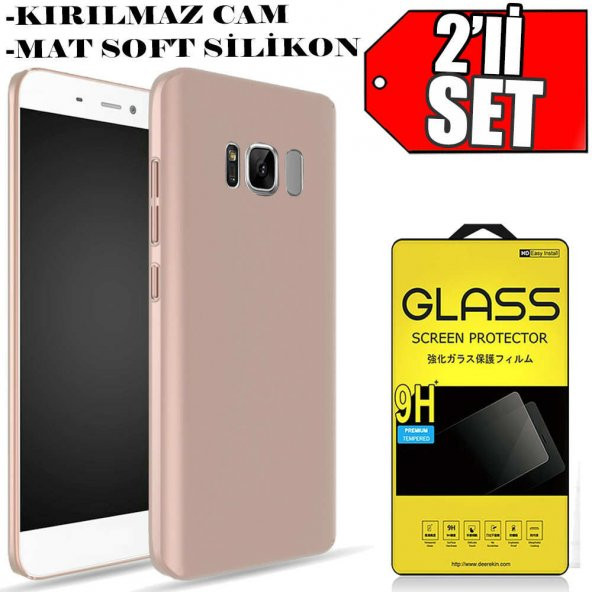 For Samsung Galaxy S8 Plus Kılıf Slim Fit Tpu Silikon Gold + Kırı