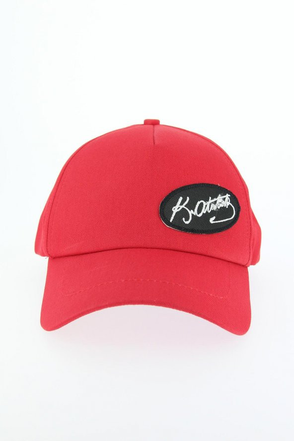 Kırmızı Renk Atatürk İmza Tasarımlı Şapka