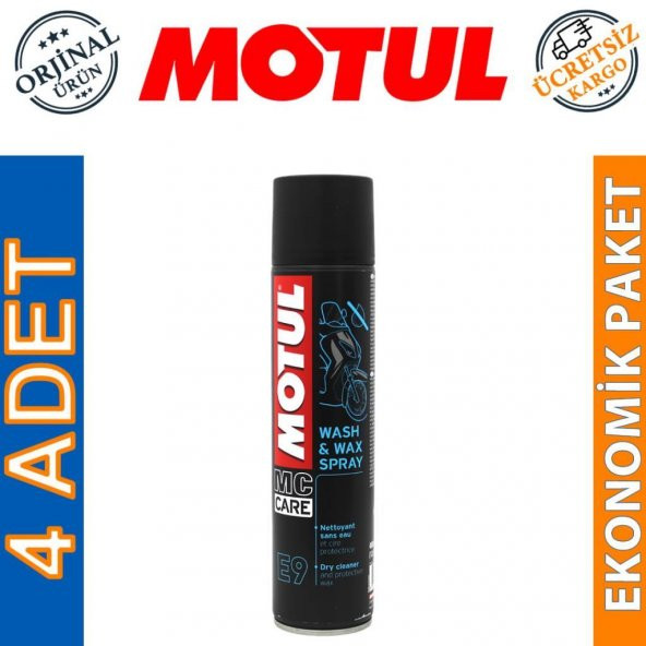 Motul E9 Wash & Wax 400 ML Temizleme ve Parlatma Spreyi (4 Adet)