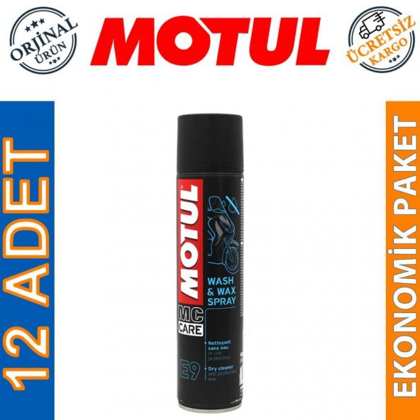 Motul E9 Wash & Wax 400 ML Temizleme ve Parlatma Spreyi (12 Adet)