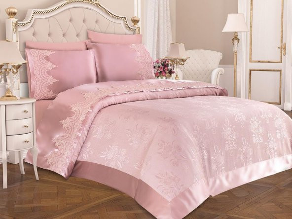 Çeyizdiyarı Fransız Güpürlü Çeyizlik Pike Takımı Lisa Pudra ürün görseli