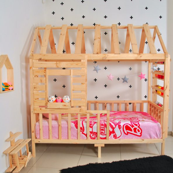 Markaawm Montessori Çocuk Yatak Raf Çam 90X190 Karyola Menekşe - 2