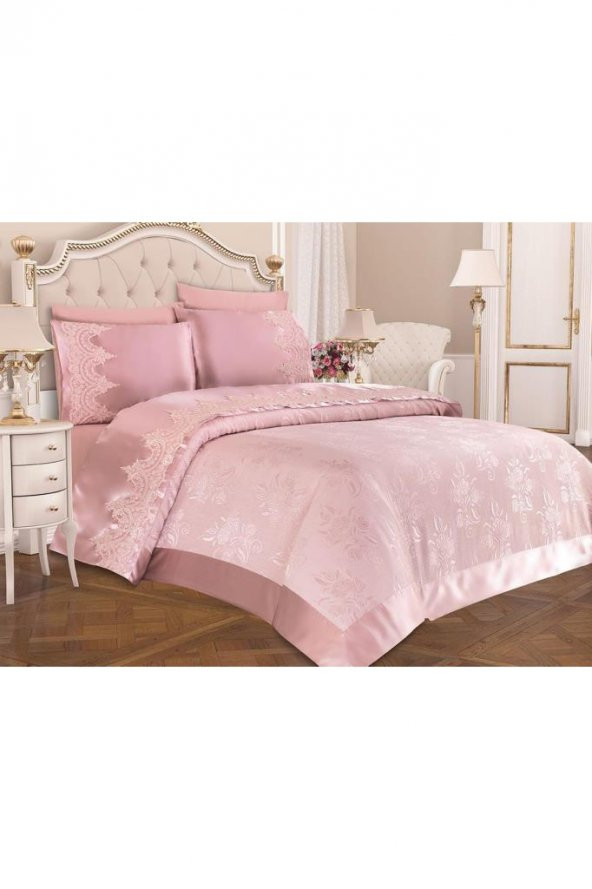 Çeyizdiyarı Fransız Güpürlü Çeyizlik Pike Takımı Lisa Pudra - Resim 3