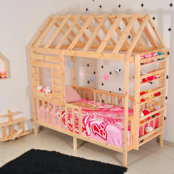Markaawm Montessori Çocuk Yatak Raf Çam 90X190 Karyola Menekşe - 3