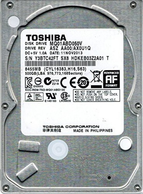 Toshiba 500 GB 2,5 Notebook Harddisk MQ01ABD050V