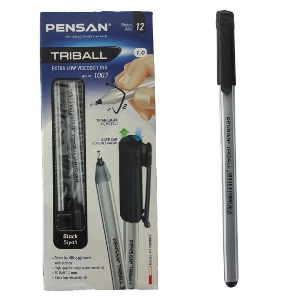 PENSAN TUKENMEZ KALEM TRIBALL SIYAH 12 LI - 2