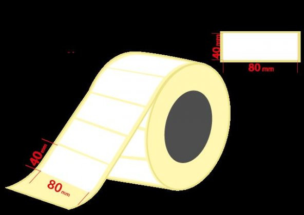 ERMET TERMAL ETIKET RULOSU 40X80 1000 LI - Resim 2