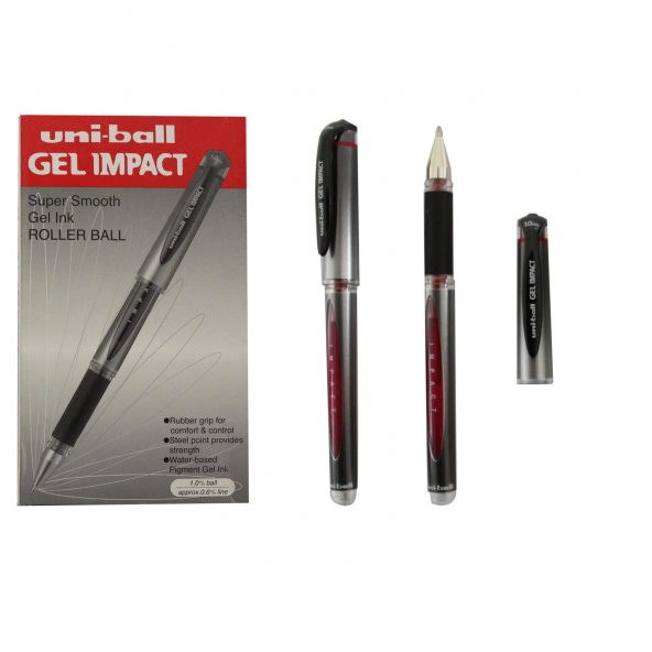 UNIBALL IMZA IMPACT JEL KALEM 1mm KIRMIZ12LI(153S) ürün görseli 1