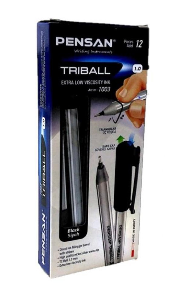 PENSAN TUKENMEZ KALEM TRIBALL SIYAH 12 LI