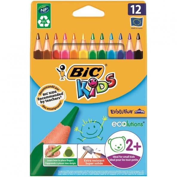 BIC EVOLUTION KURUBOYA JUMBO UCGEN 12 RENK(8297356