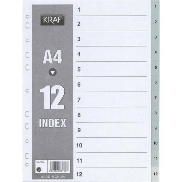 KRAF SEPERATOR PLASTIK A4 1-12 RAKAM(1012) - Resim 2