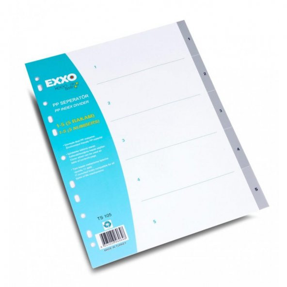 EXXO SEPERATOR PLASTIK A4 1-5 RAKAM (TS105) - Resim 3