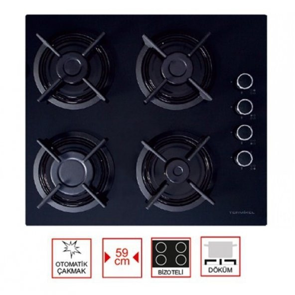 Termikel black Line 3lü ankastre set (bo 5200 BL fırın + 17152 b604L ocak + caspia 3108 60 Cm Davlumbaz) - 3