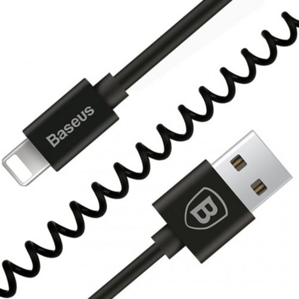Baseus iPhone Lightning Elastik Spiral Data Kablosu 1.6 Mt. Siyah CALIGHTNG-EL01