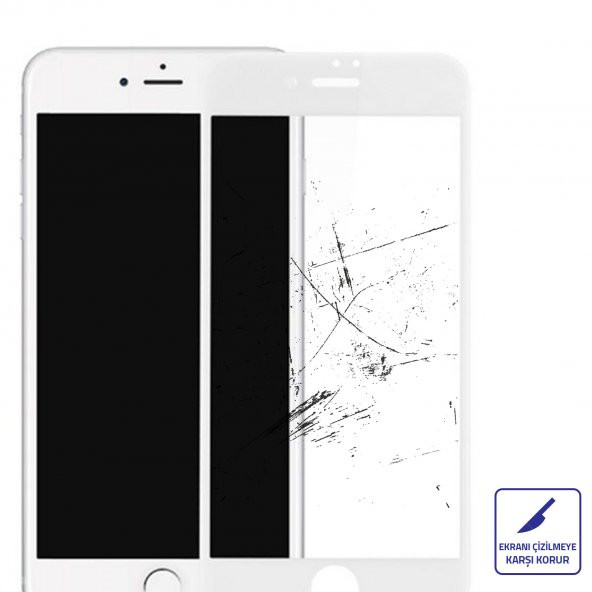 Bufalo iPhone 6 / 6s Ekran Koruyucu 9D Temperli Cam - Beyaz - 6