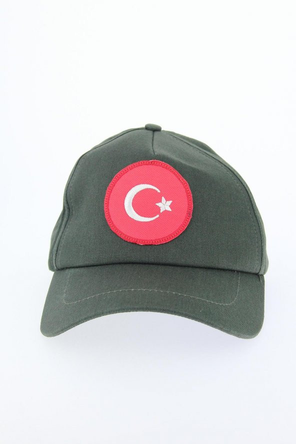 Haki Renk Türk Bayrağı Tasarımlı Şapka