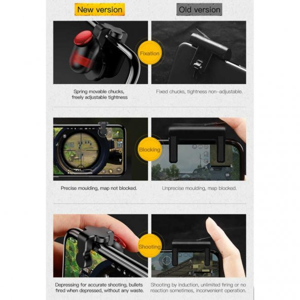 Baseus Red-Dot Mobil Game Scoring Tool Pubg Oyun Ateş Tetik Düğmesi Siyah ACHDCJ-01 - 3