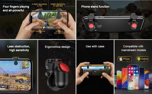 Baseus Red-Dot Mobil Game Scoring Tool Pubg Oyun Ateş Tetik Düğmesi Siyah ACHDCJ-01 - 6