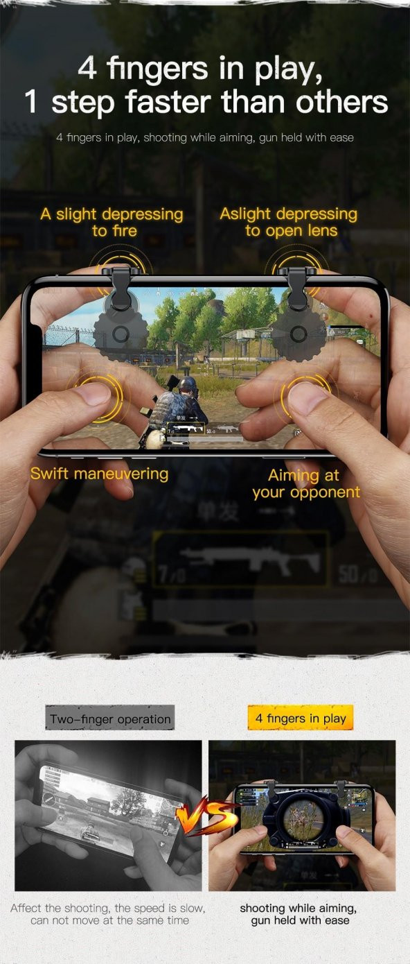 Baseus Red-Dot Mobil Game Scoring Tool Pubg Oyun Ateş Tetik Düğmesi Siyah ACHDCJ-01 - 8