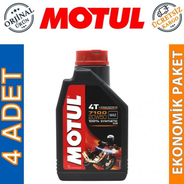 Motul 7100 4T 20W-50 1 Lt 4 Zamanlı Motosiklet Motor Yağı (4 Adet)