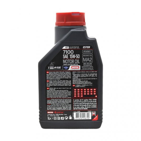 Motul 7100 4T 15W-50 1 Lt 4 Zamanlı Motosiklet Motor Yağı (6 Adet) - Resim 4