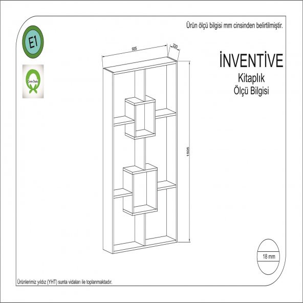 İnventive Kitaplık Antrasit Sarı - 2