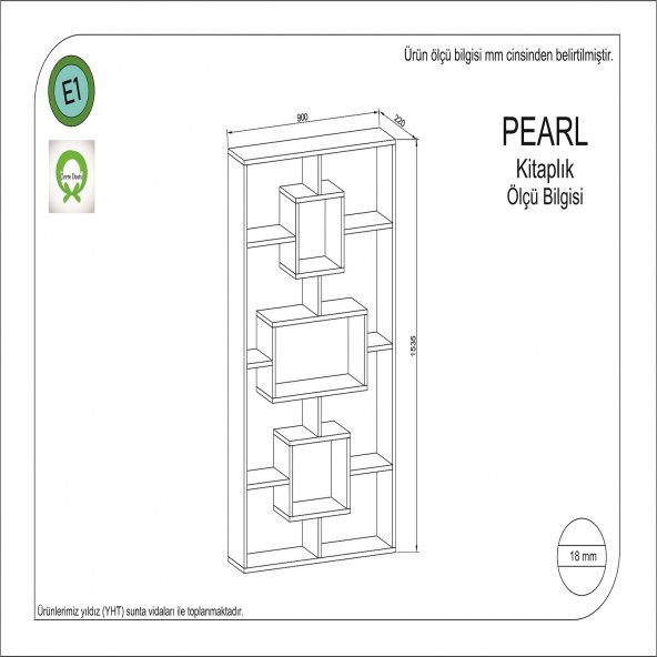 Pearl Kitaplık Beyaz -Kırmızı- Firuze - 2