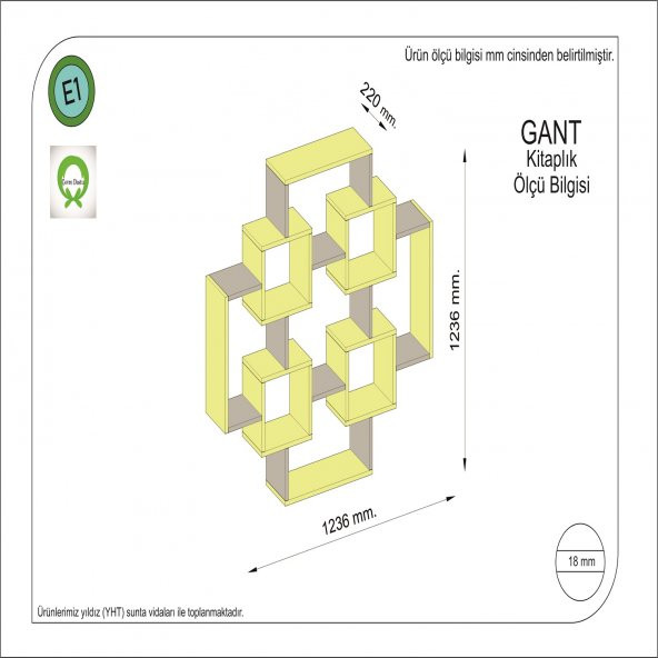 Gant Kitaplık Safir Meşe Berlin - 3