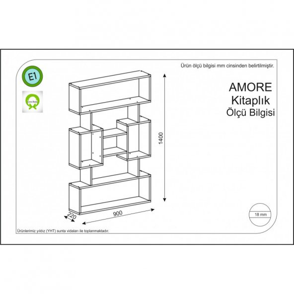 Amore Kitaplık Beyaz - 2