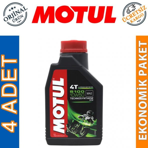 Motul 5100 10W-50 4T 1 Lt 4 Zamanlı Motosiklet Motor Yağı (4 Adet)