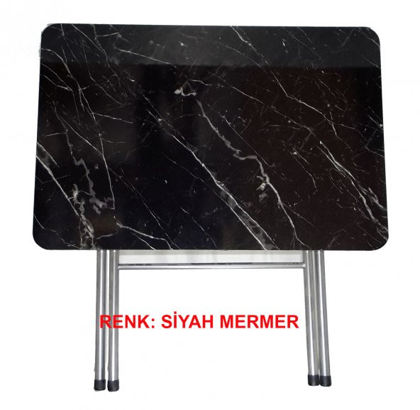 Portatif Katlanır 50x80 Çok Amaçlı Masa Sİyah Mermer Desen