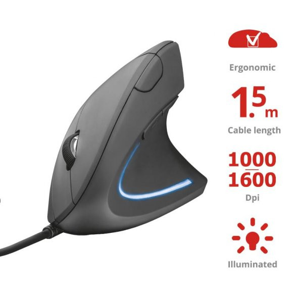 Trust 22885 Verto Ergonomik Mouse - Bilek Ağrısına SON!