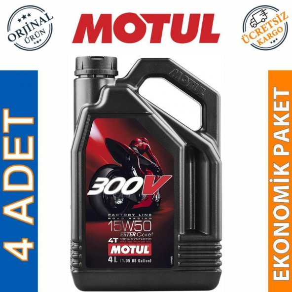 Motul 300V FL 15W-50 4T 4 Lt 4 Zamanlı Motosiklet Motor Yağı (4 Adet) ürün görseli