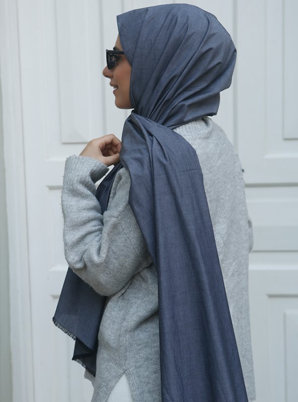 Denim Şal - Lacivert - 3