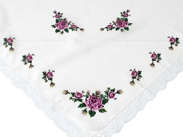 Kanaviçe Baskılı Güpürlü Fiskos Lila ürün görseli