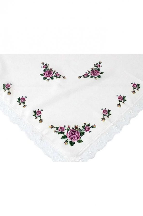 Kanaviçe Baskılı Güpürlü Fiskos Lila - Resim 3