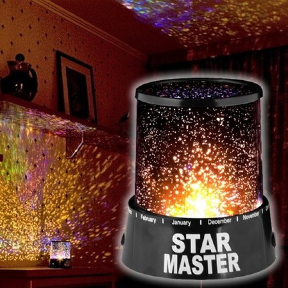 Star Master Projeksiyon Yatak Odası Gece Lambası Renkli Led Işık - 5