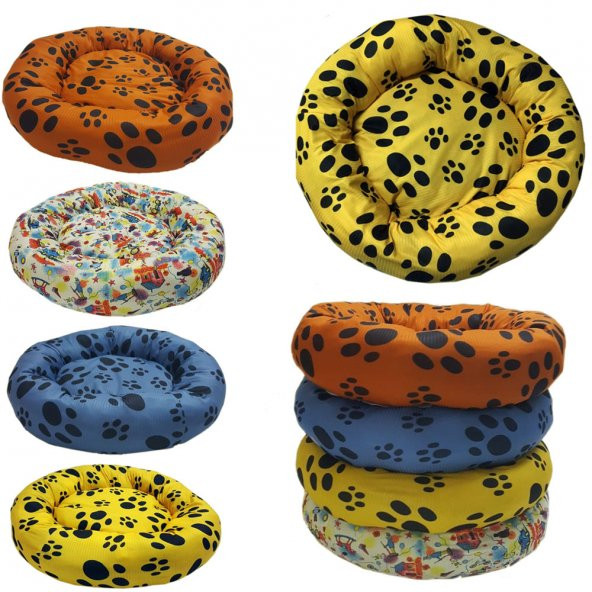 TURKUAZ AKAVARYUM SİMİT KEDİ YATAĞI 50x50x15cm (TURUNCU RENK)
