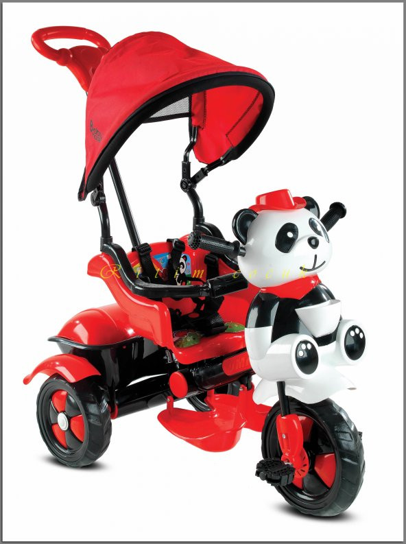 Babyhope 127 Little Panda Üçteker Bisiklet Oyuncak Sepetli Müzikli - Kirmizi