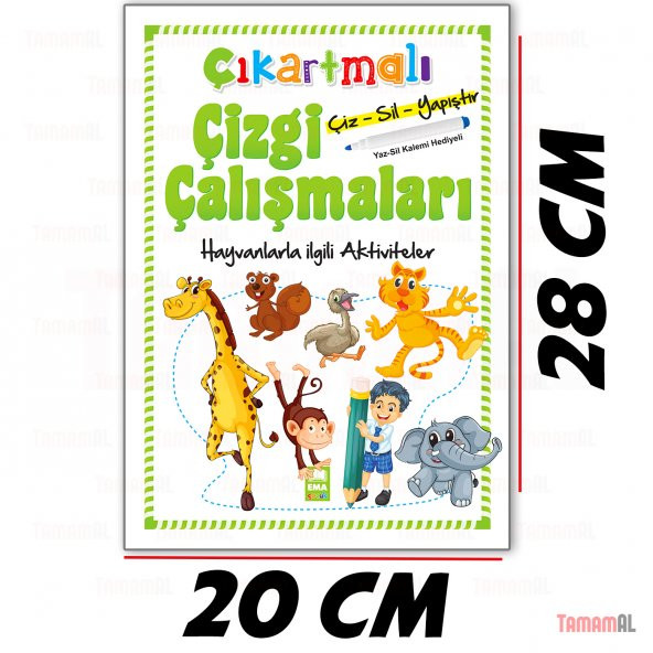 ÇIKARTMALI ÇİZGİ ÇALIŞMALARIM ÇİZ SİL YAPIŞTIR SAYILAR HARFLER - 8