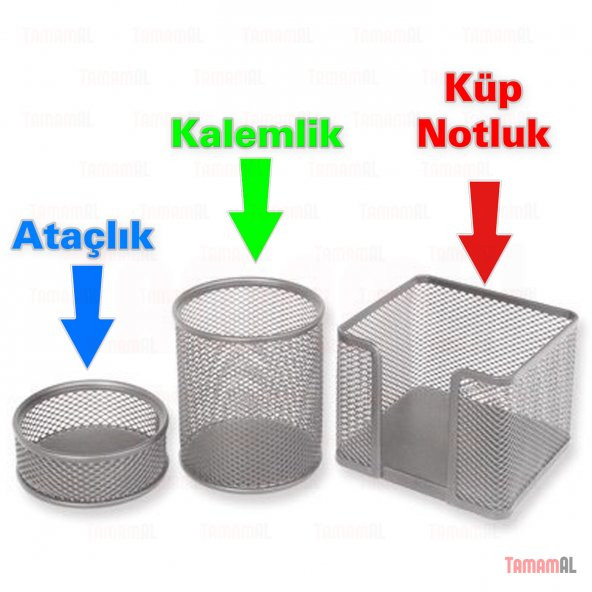 OFİS BÜRO MASA ÜSTÜ KALEMLİK KÜP NOTLUK ATAÇLIK METAL FİLE SET - 2