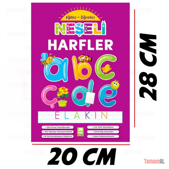 NEŞELİ HARFLER EĞİTİCİ ve ÖĞRETİCİ (Elakin) ÇİZGİ ALIŞTIRMALARI - 4